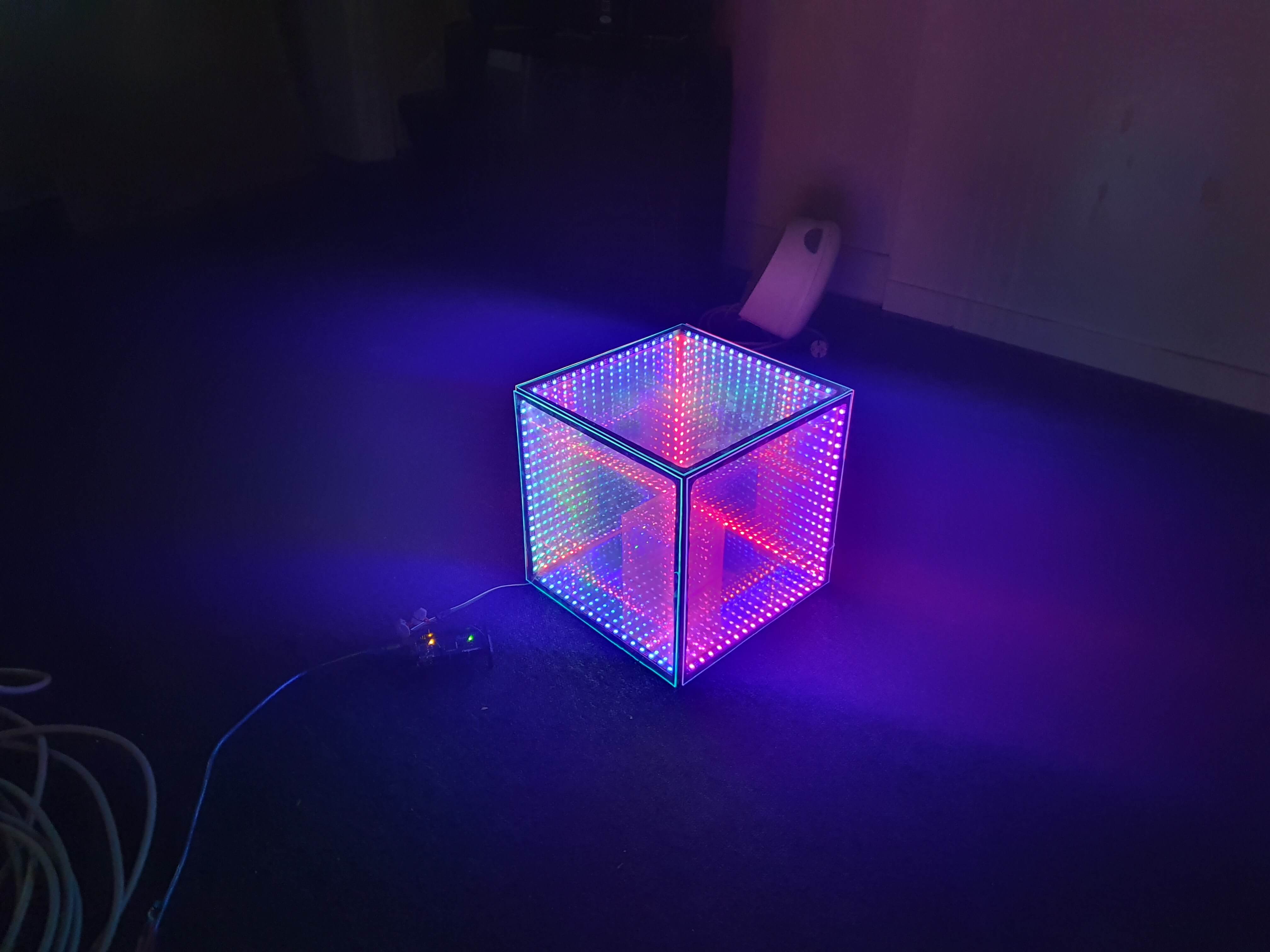 Hypercube with a small cube inside far away view